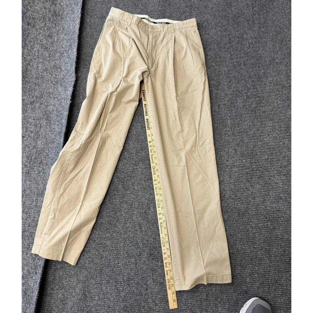 Polo Golf Ralph Lauren Links Chino Pants Mens 34x34 Khaki Straight Leg Pleated